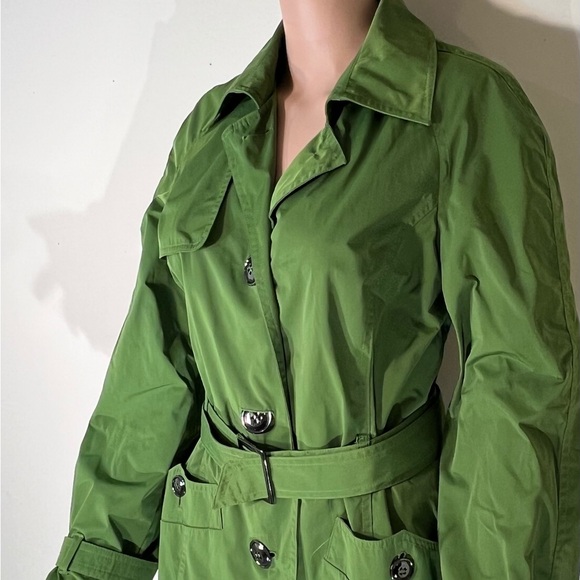 Talbots Green All Weather Lined  Rain Trench Coat‎ Size M Pockets Belted - Picture 2 of 9